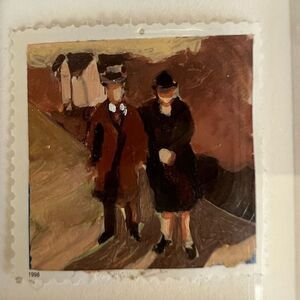 1998 collectible postage stamp painting in UF3 plexiglass frame